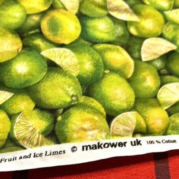 Lime-Themed 100% Cotton Fabric By Makower UK 42" Wide 3 Yards For Crafts Quiltin - Picture 2 of 2
